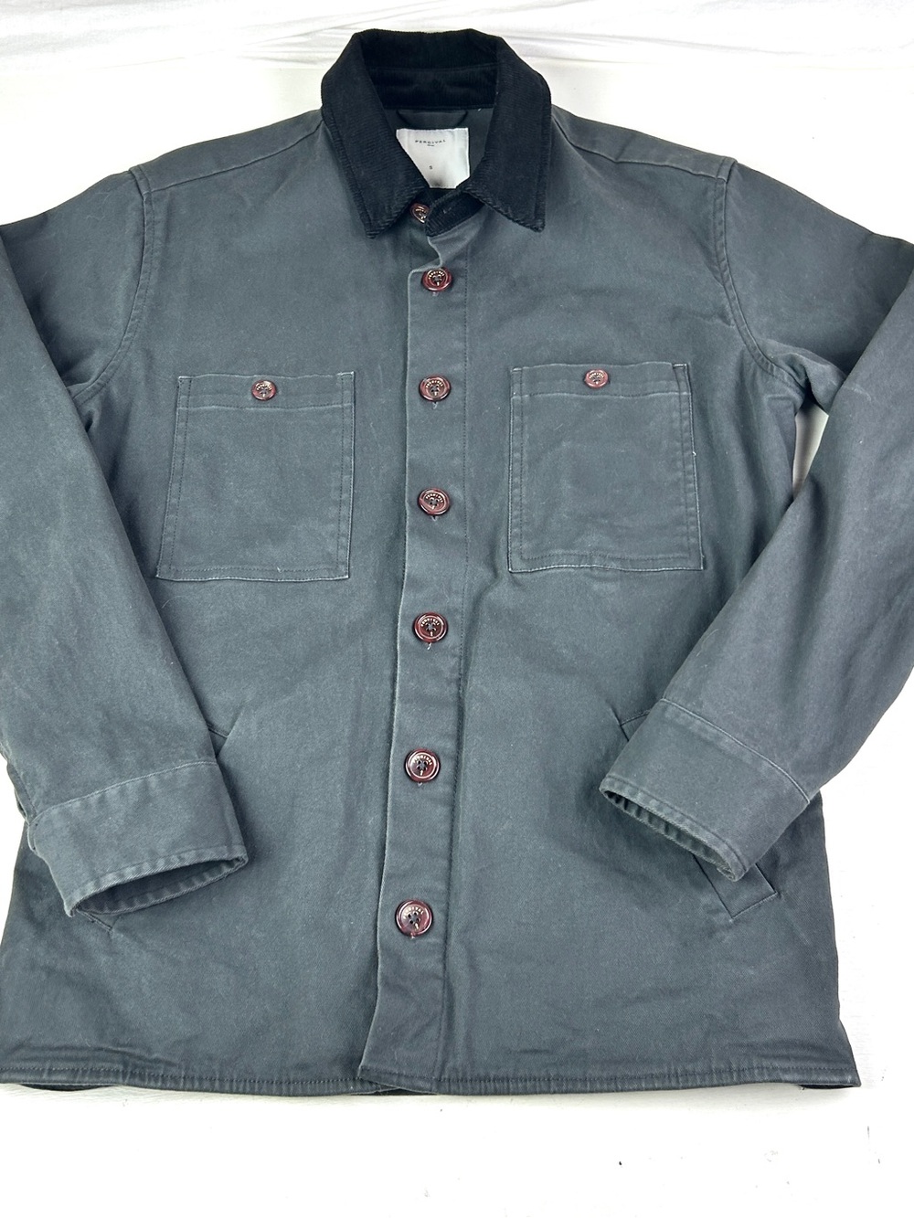 Percival Jacket Mens Size Small Work Shirt Chore Utility Pockets Canvas Gray